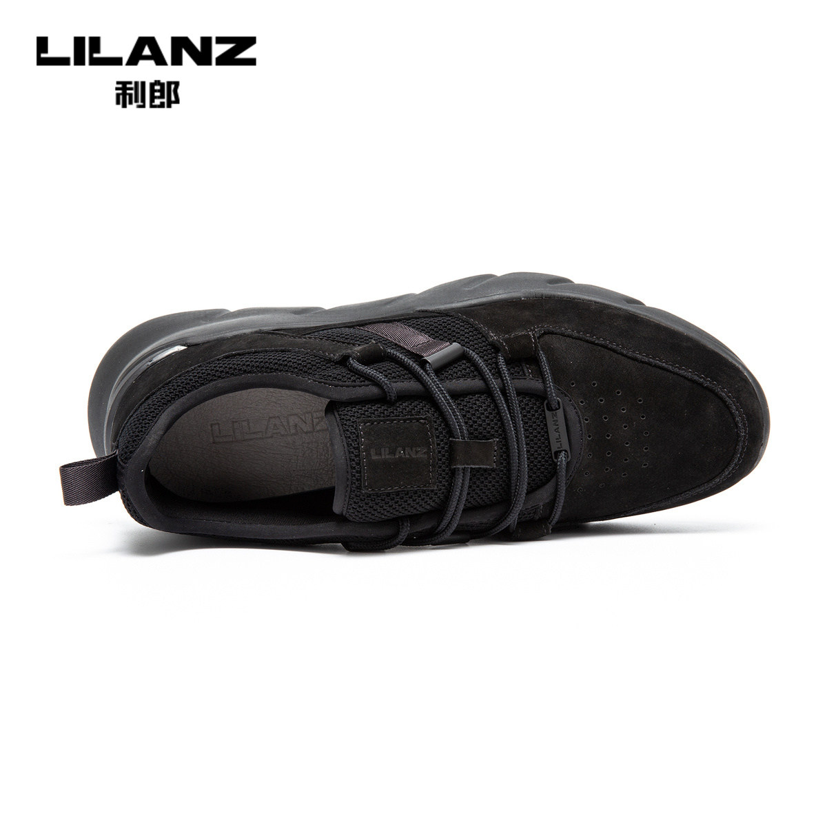 利郎官方休闲鞋男牛皮革运动鞋港风系带气泡减震新款鞋子男