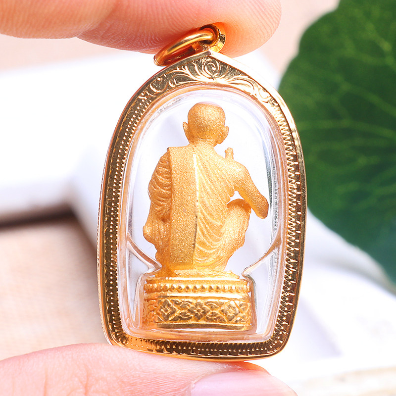 纯金泰国佛牌龙婆坤2538年版立尊自身正牌项链吊坠泰国特色