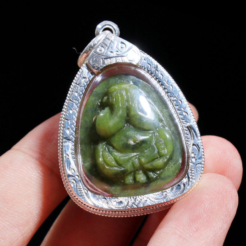 泰国佛挂纯银正牌转运招财掩面佛牌玉石天然泰国特色