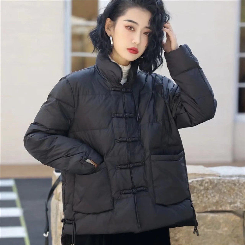 民族风复古中国国风中式羽绒服女冬小个子盘扣短款羽绒服