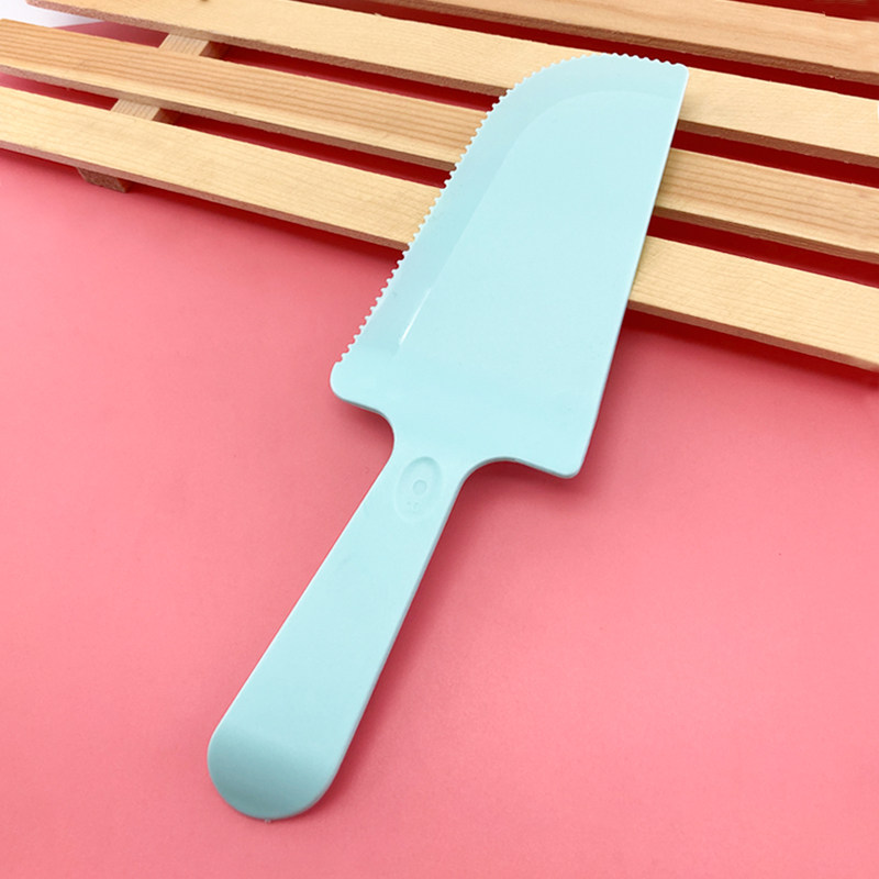 一次性蛋糕塑料黑色抹刀透明切刀蓝色锯齿独立可降解餐具