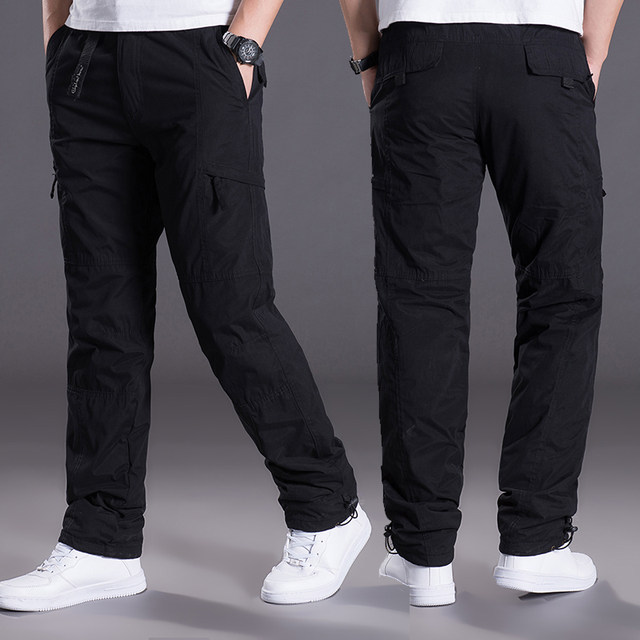 Winter plus velvet thick windproof worker pants men's loose cold cotton pants multi-pocket warm casual pants men's trousers Winter plus velvet thick windproof worker pants men's loose cold cotton pants multi-pocket warm casual pants men's trousers