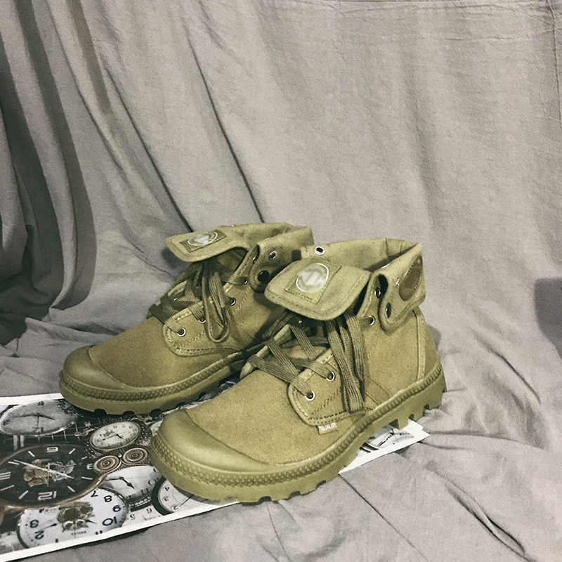 情侣马丁靴复古百搭工装中邦帆布鞋男靴子潮帮帕拉丁休闲高帮鞋女