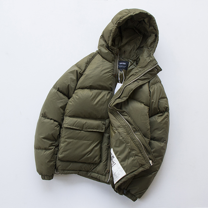 羽绒服男短款连帽2020年新款白鸭绒宽松休闲面包服加厚工装外套潮