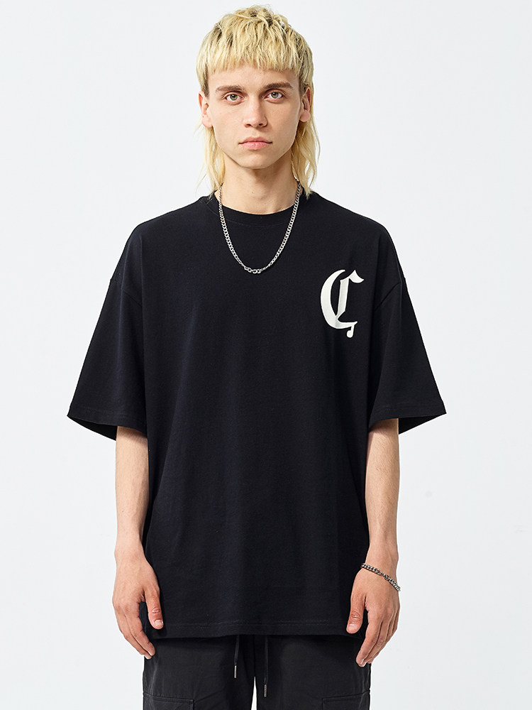 季野chinism后背logo字母短袖男女潮牌美式高街t恤