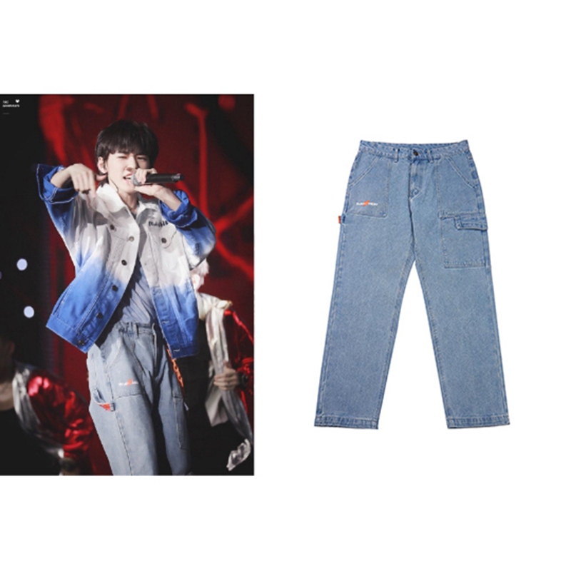 季野suamoment宋亚轩同款爪痕浅色直筒休闲牛仔裤男女牛仔裤