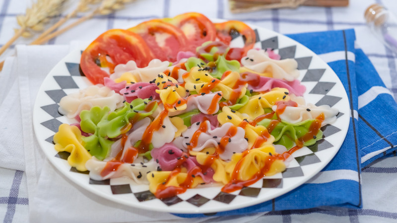 蔬菜丹妈巧手辅食五彩手工蝴蝶无添加食盐140g面条