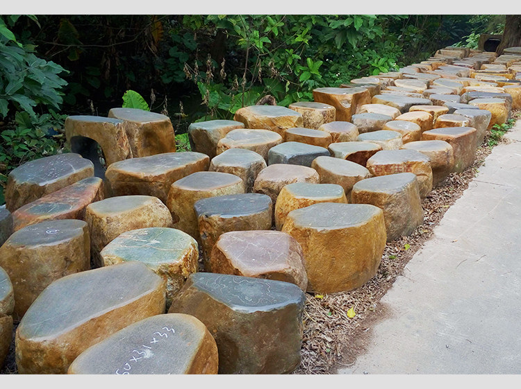 热卖自然真石头凳子肇庆石材原始艺术造型户外桌椅套件