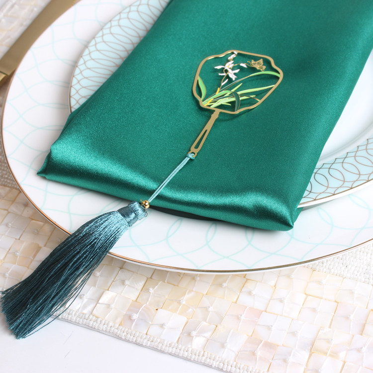 餐巾荷花样板房酒店巾圈圈口中式银杏新中式流苏西餐餐具套装