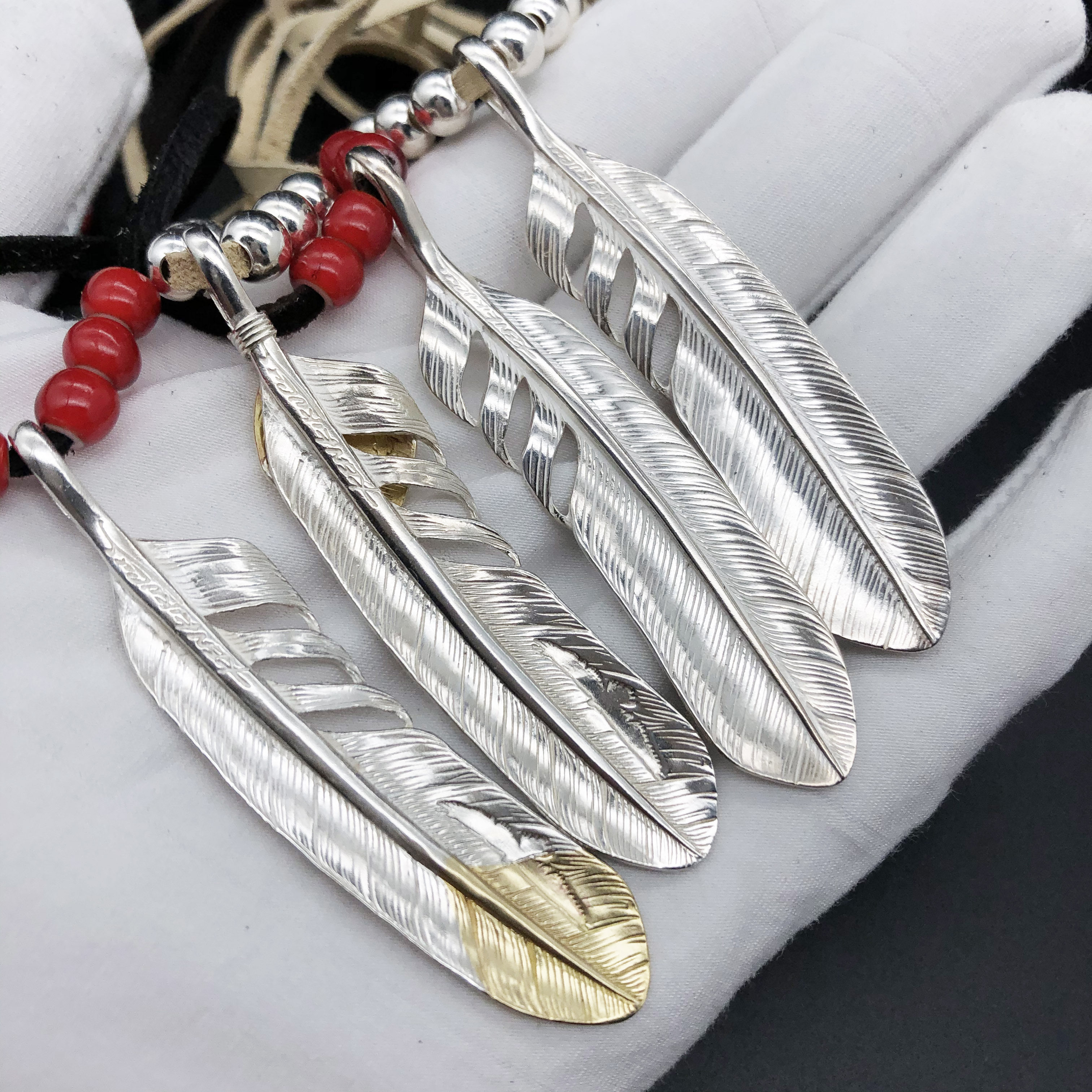 项链菊地健羽羽毛男潮情侣毛衣叶子吊坠s925项链