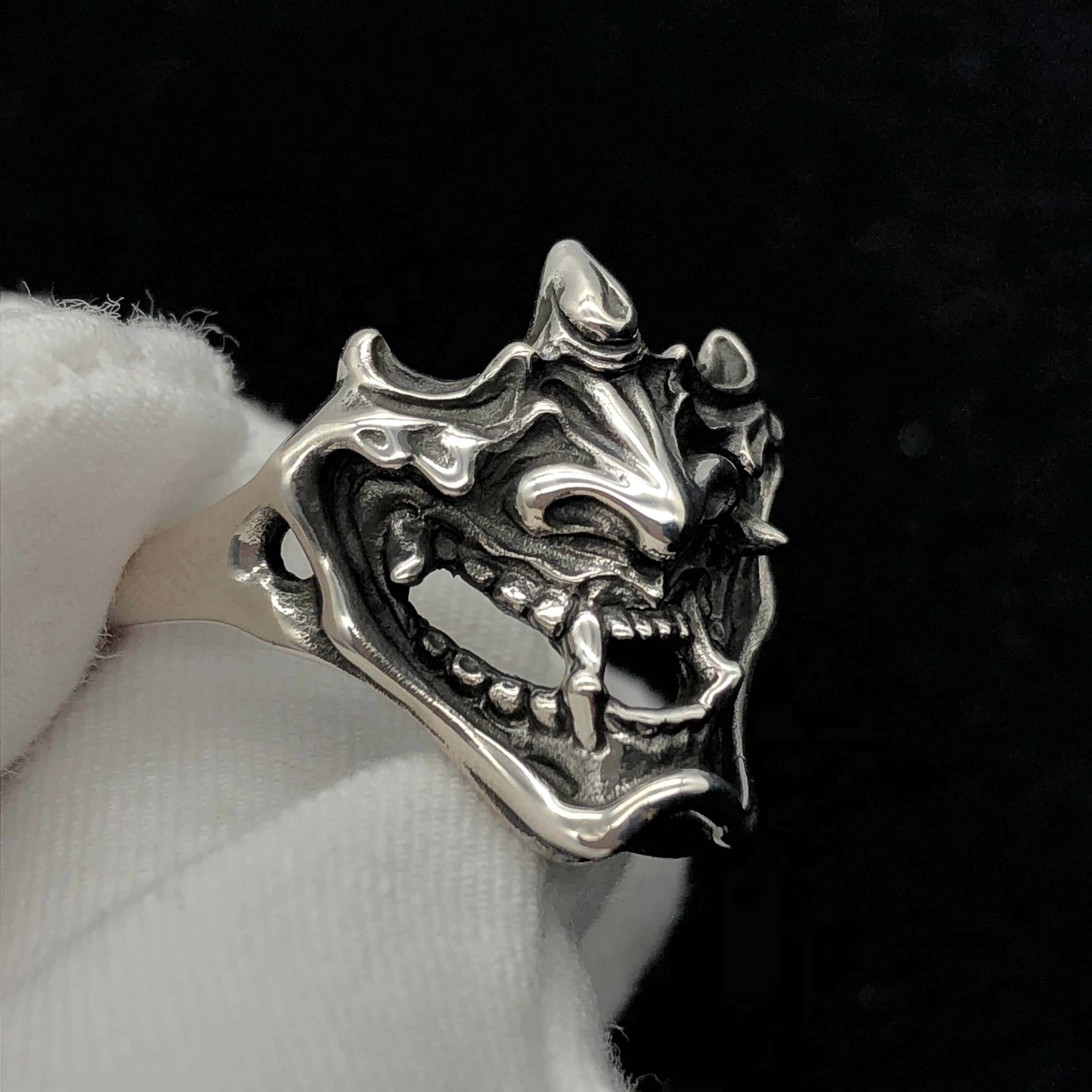 dualflow恶魔戒指男潮纯银指环潮牌小众戒指