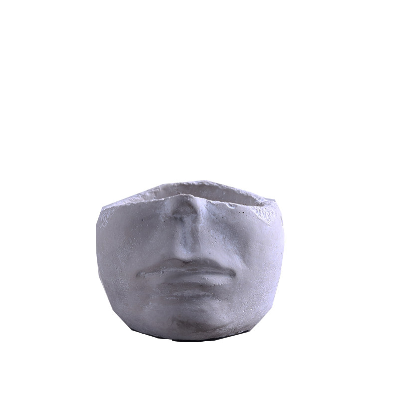 花盆创意水泥做旧人脸头像陶瓷简约人像摆件花盆