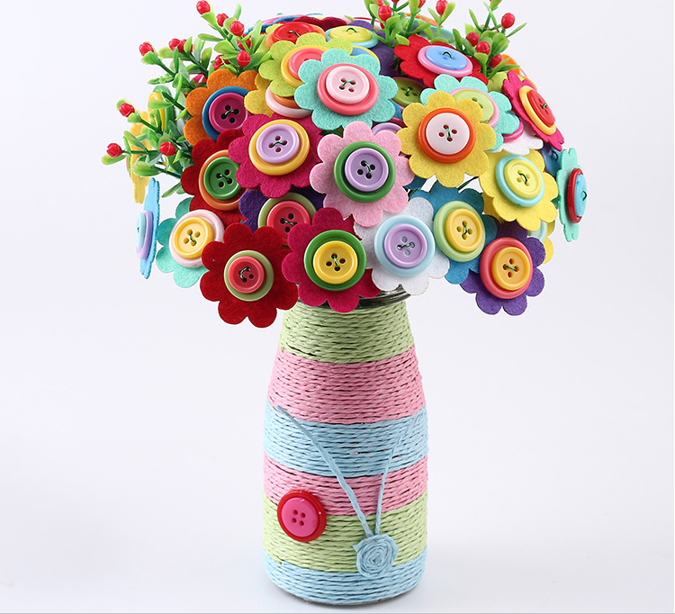 纽扣diy手工手工制制作材料包粘贴画彩色圆形纽扣