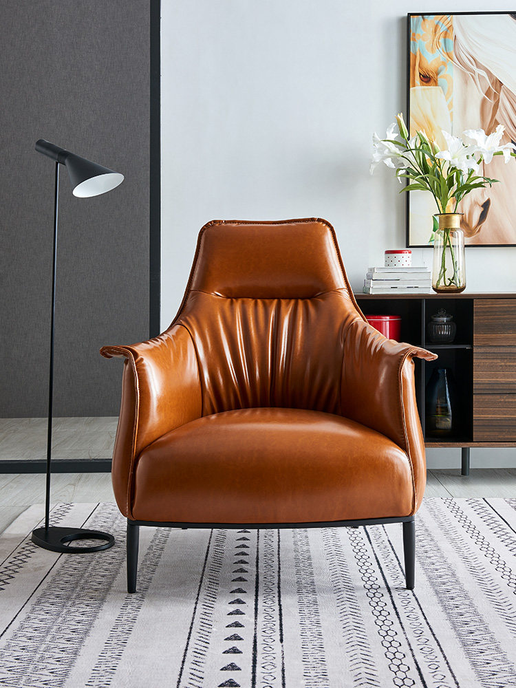 沙发北欧单人真皮高背简约现代卧室阳台客厅沙发椅