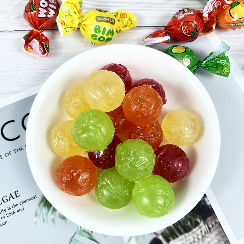 乌克兰进口如胜乒乓夹心硬糖什锦水果果汁结婚糖果