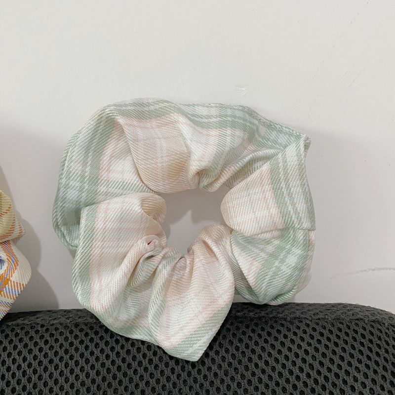 夏日橘子jk格子温柔山吹绿大肠发圈可爱少女发饰