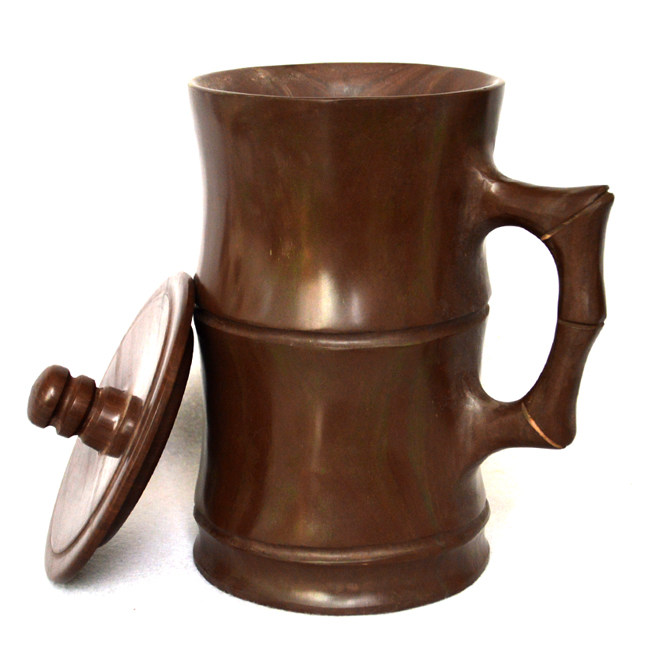 包邮木鱼石超大水杯子带盖把柄办公室茶杯