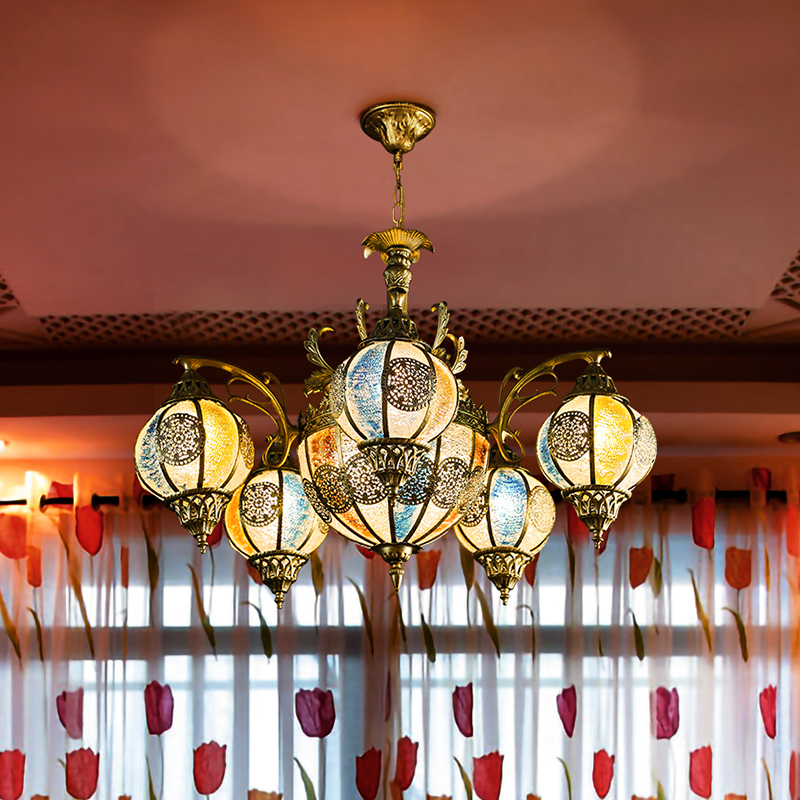 异丽东南亚风格铁艺吸顶吊灯泰国复古怀旧餐厅客厅吊灯