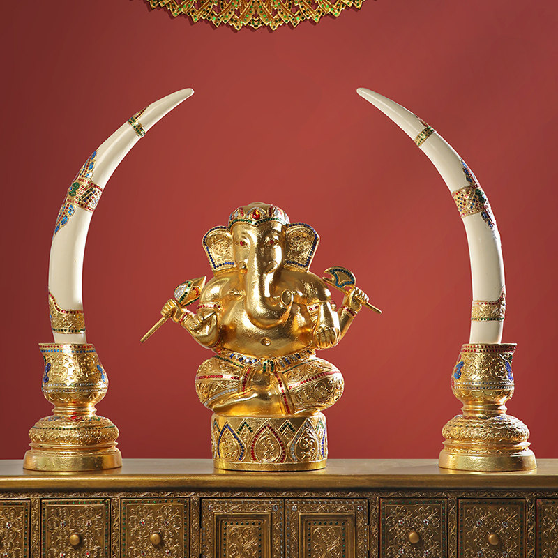 异丽泰国手工木雕象牙摆件泰式会所酒店家用摆件