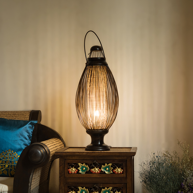 异丽东南亚风格竹编台灯卧室书房泰式创意床头装饰台灯