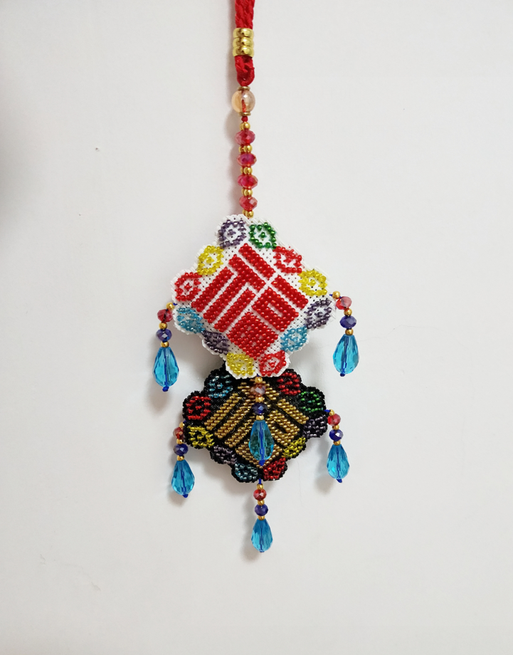 精美十字绣珠绣汽车挂件新款情侣百福双链挂件高档礼品