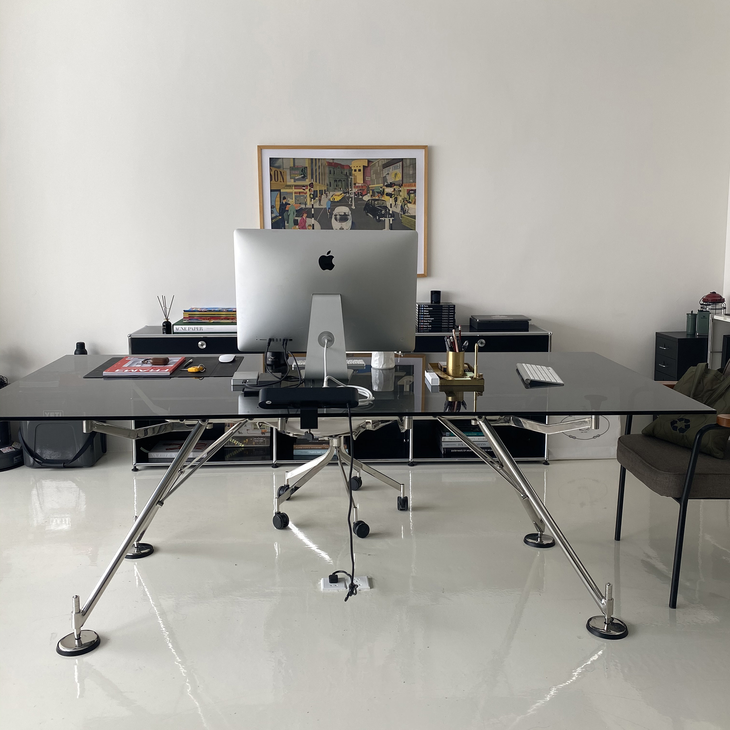 nomos现代不锈钢透明玻璃书桌个性创意长方形班台书桌