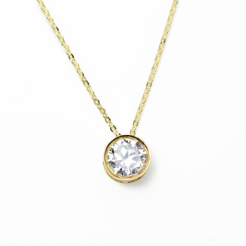 韩国14k黄金单颗瑞钻圆钻锆石锁骨项链何以颈饰