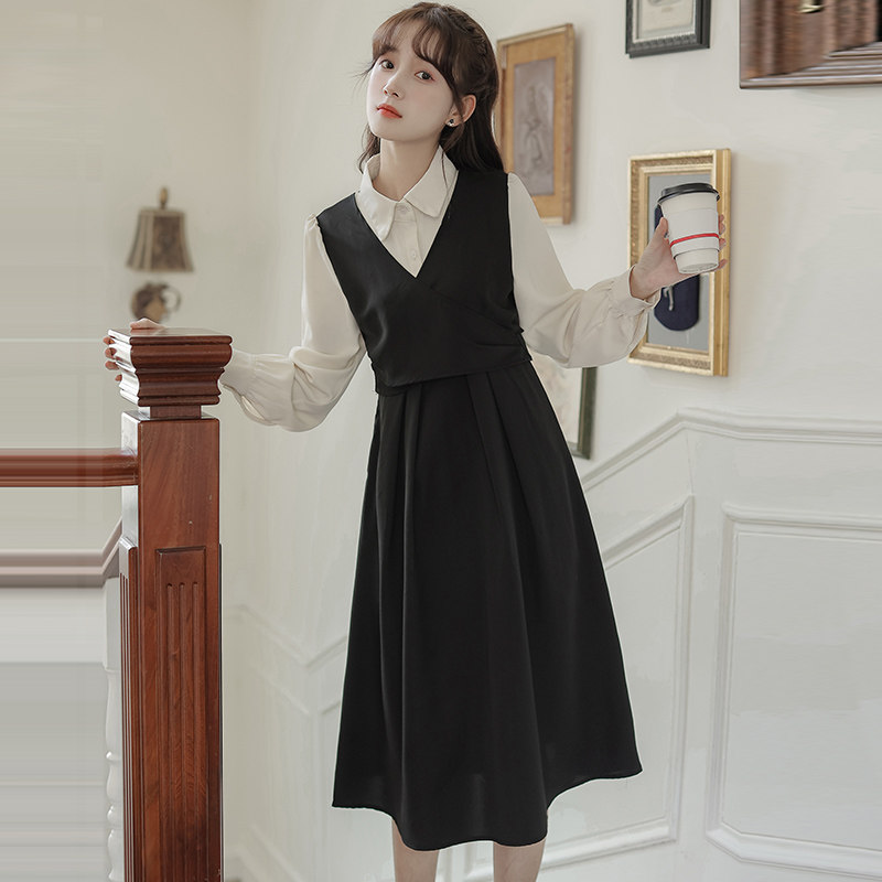 教师穿搭裙子蝴蝶结上班族气质正式场合教资面试服装连衣裙女冬季