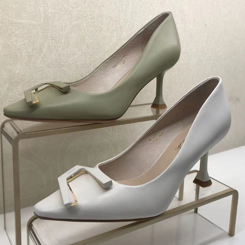 kisscat接吻猫女鞋2021春款正品浅口高跟尖头女单单鞋