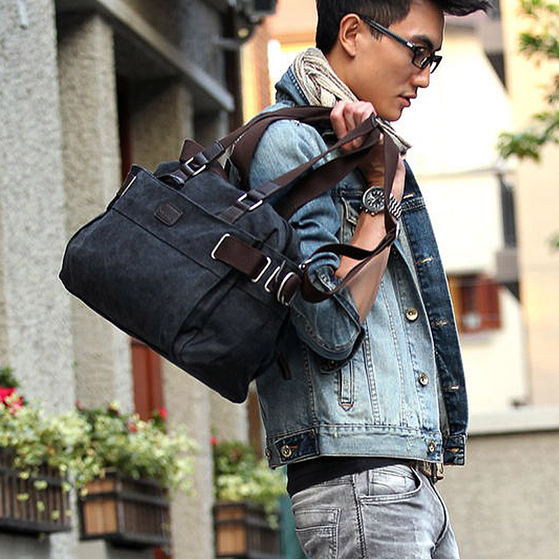 男士帆布手提包大容量时尚旅行包男式休闲包挎包男单肩包特价男包