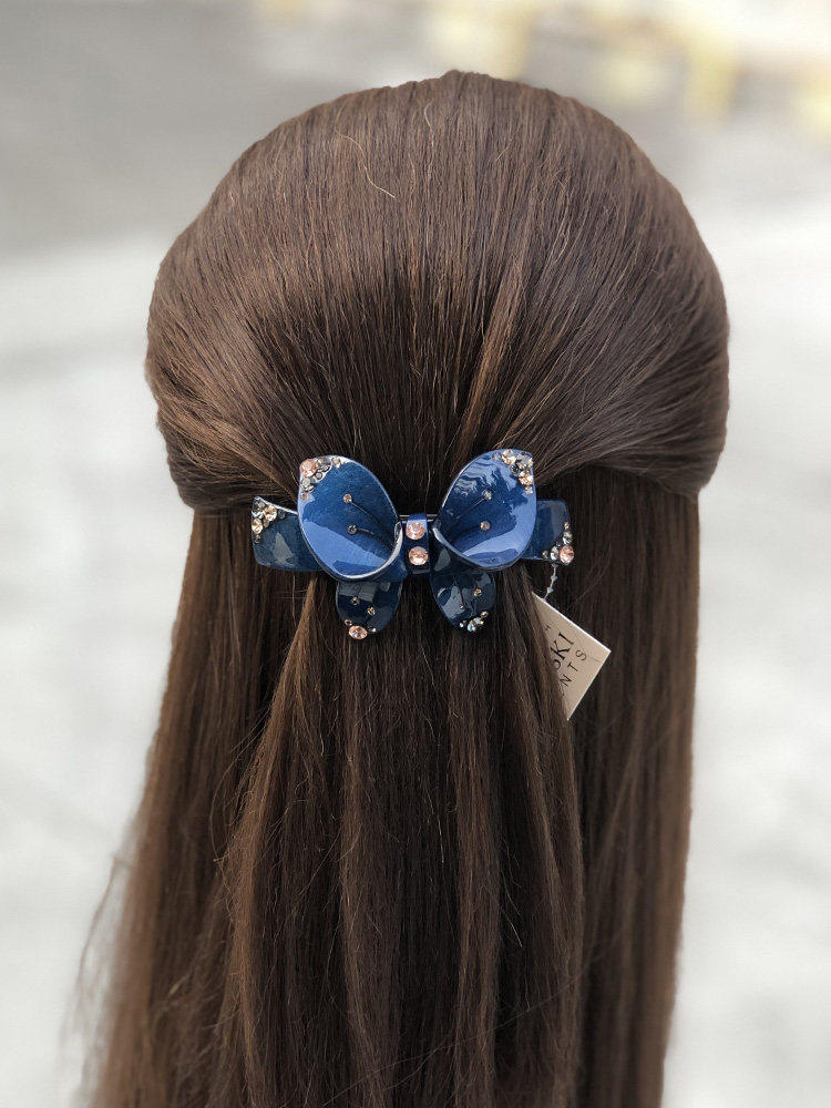 亚克力发卡蝴蝶结马尾弹簧夹中号发夹夹子韩国水钻发饰