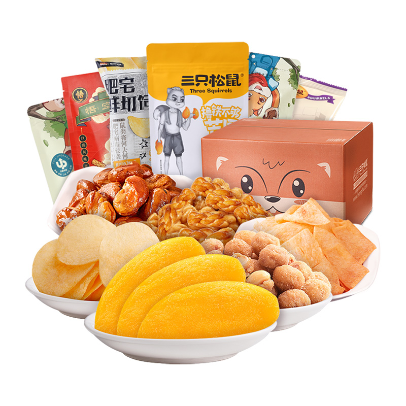 三只松鼠宅家零食礼包578g×1箱芒果干女生宿舍零食办公室小吃6袋