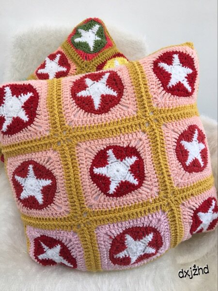 潮汕手工钩花抱枕diy艺术品钩针编织礼物包邮创意抱枕