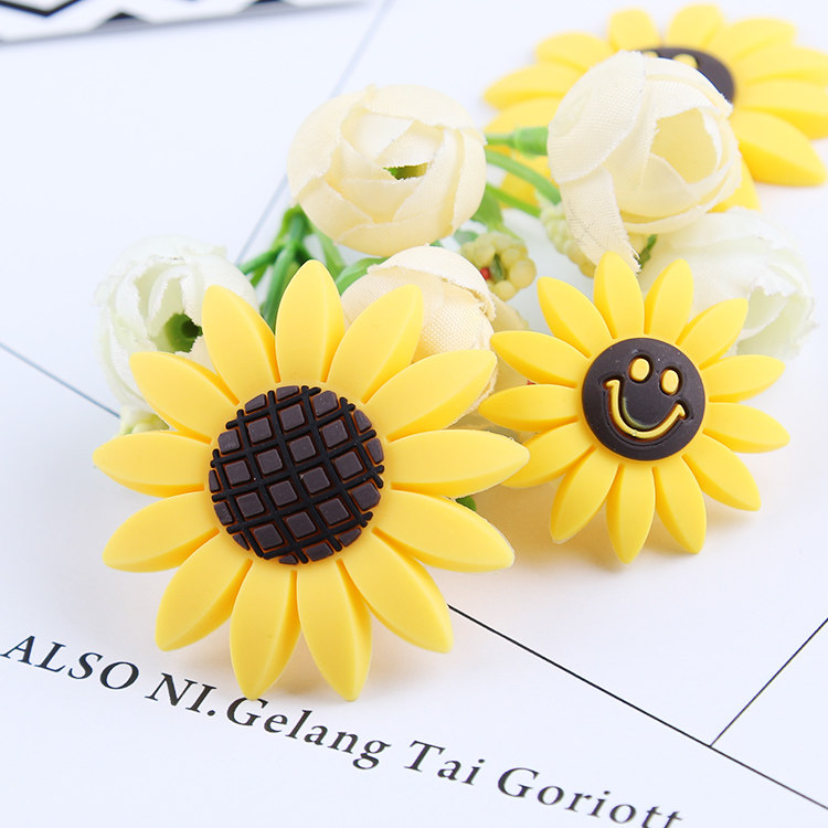 日本原宿软妹向日葵笑脸花朵发圈发饰胸针发夹发饰品头绳头饰配件