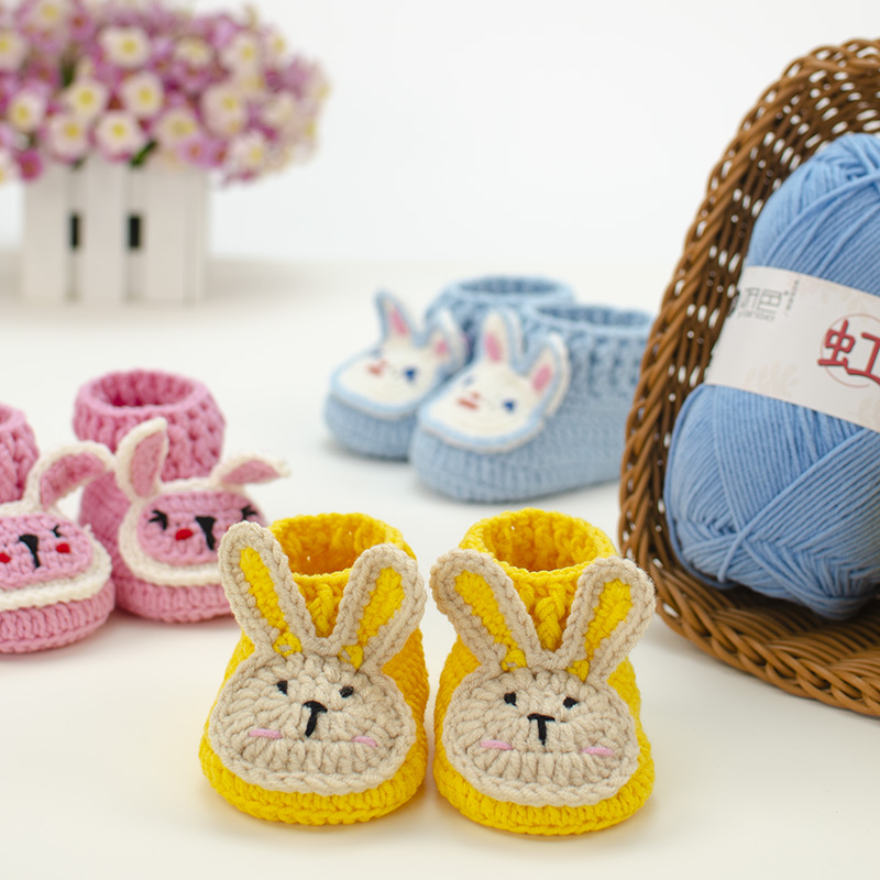 小兔子手工婴儿鞋diy材料新生儿毛线钩针编织宝宝diy编织材料包