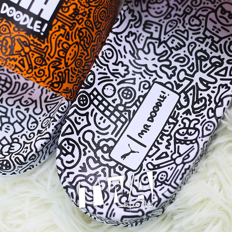 彪马mrdoodlepuma涂鸦联名潮流时尚休闲拖鞋37421801运动拖鞋
