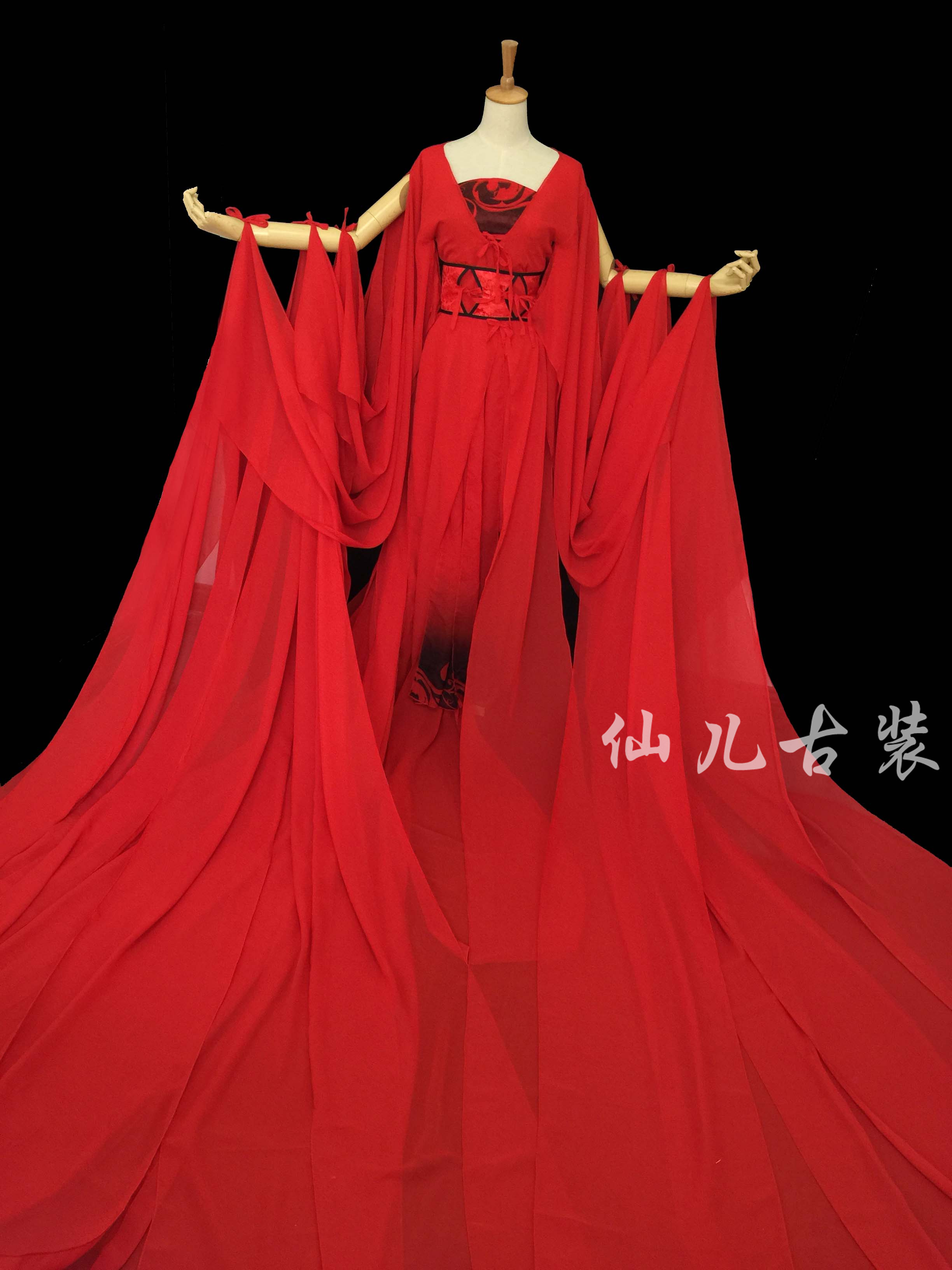 cos花千骨妖神红色女古装长拖尾cosplay仙儿古装(a款)