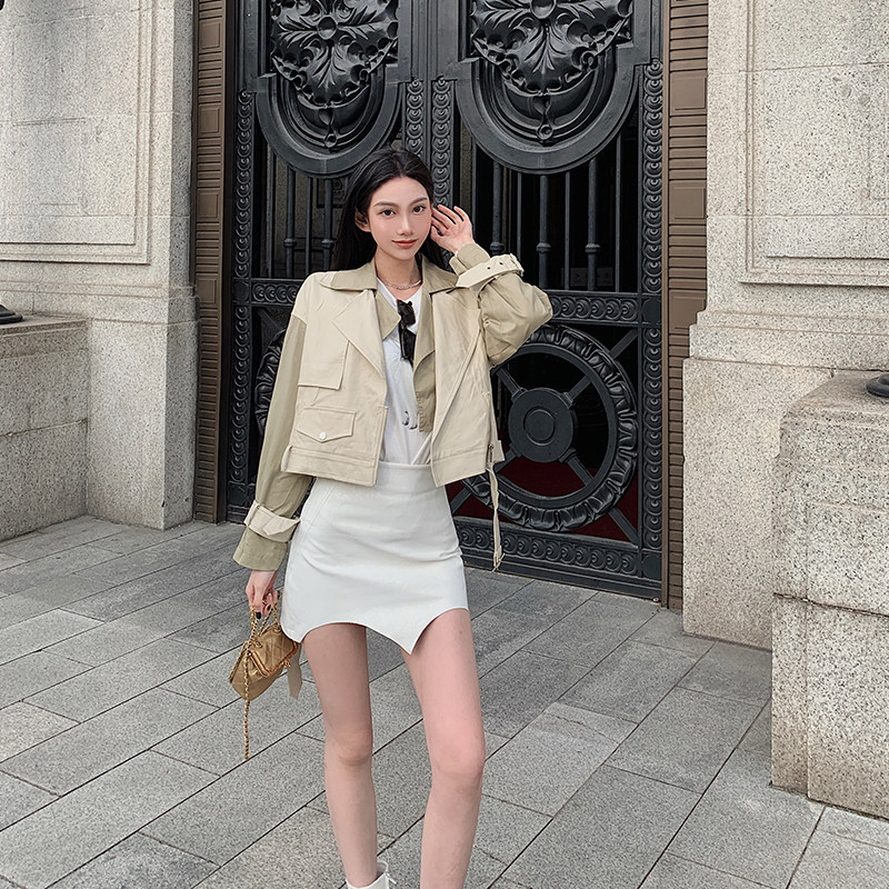 番番衣橱白色皮裙女2020秋冬不规则修身高腰半身半身裙