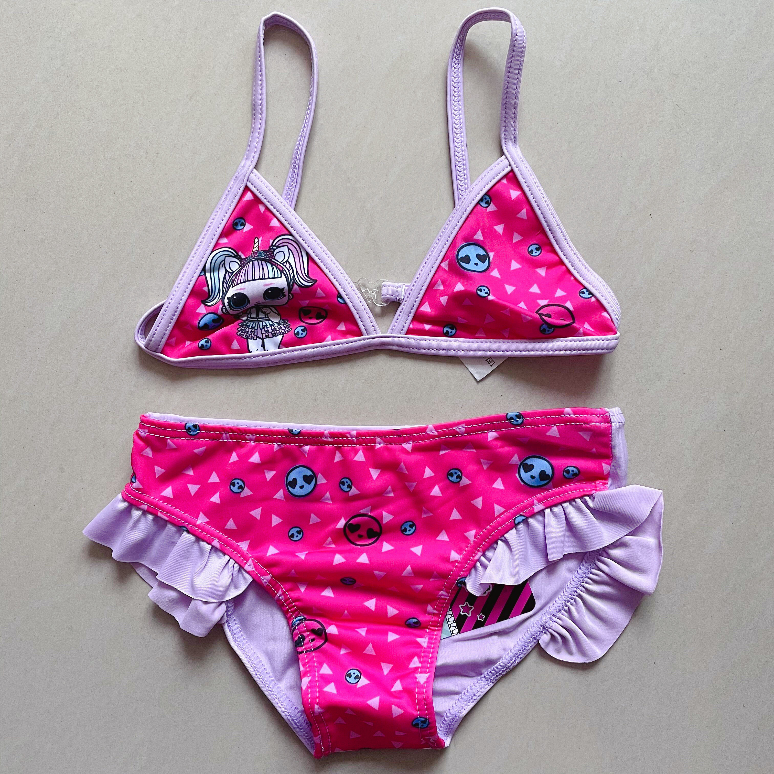 外贸原单女童泳衣比基尼儿童lol惊喜喜娃娃女孩儿童泳衣