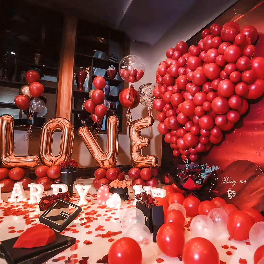 浪漫求婚气球情侣告白生日惊喜表白房间love装饰婚礼爱心气球布置