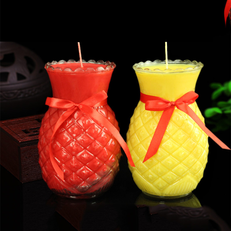 凤梨天然家用供佛菠萝5天3天1天蜡烛油灯烛台