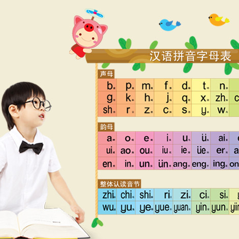 早教贴纸可移不伤儿童汉语拼音字母表墙贴贴画am6001软装墙贴