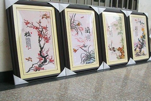 梅兰竹菊国画框装裱定做画框中式十字绣装裱框实木书画框福字裱框