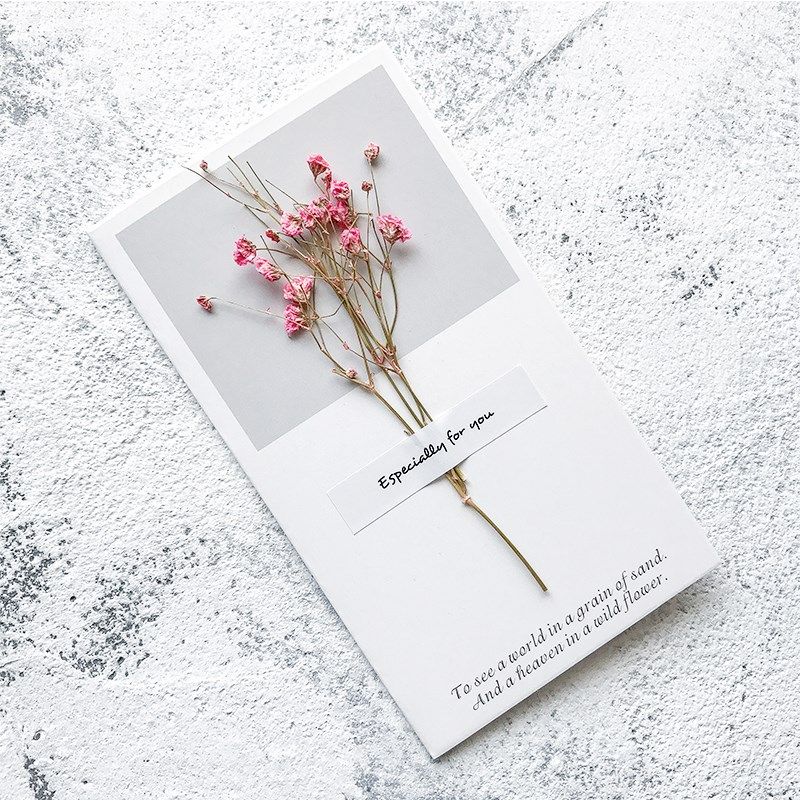 贺卡简约创作高中生干花纸质花朵装饰信封情人节贺卡