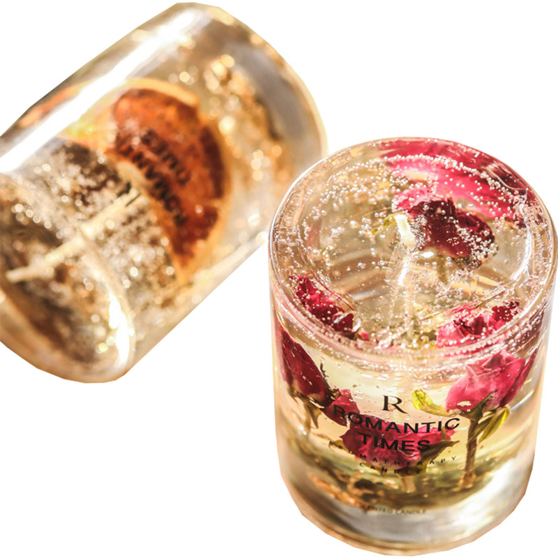 浪漫真花果冻精油香薰蜡烛ins卧室居家无烟香薰蜡烛