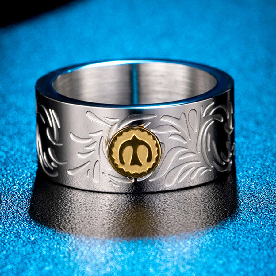 高桥吾郎潮牌金乌唐草花纹钛钢戒指印第安飞鸟雄鹰戒指