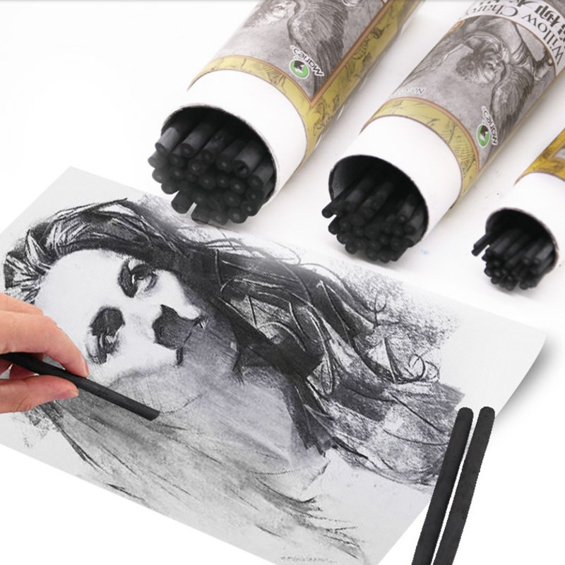 炭精马利棉柳木炭毫米筒装炭条炭笔绘画碳棒炭笔