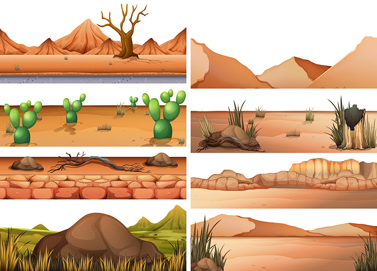 沙漠干旱地区ai矢量素材土地干裂风景背景干枯设计素材