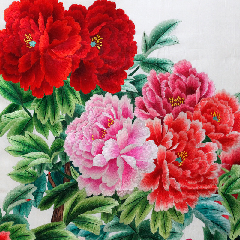有福湘绣苏绣写意牡丹花开富贵客厅装饰画风水名画居家商务礼品