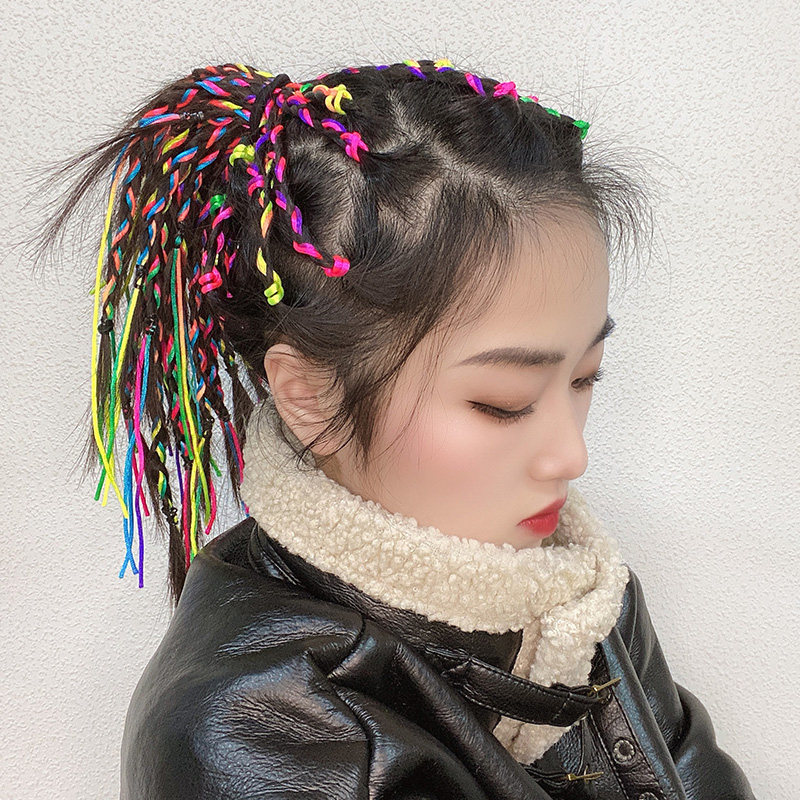 辫发编发彩绳七彩彩色辫子彩带头饰脏脏带头发饰